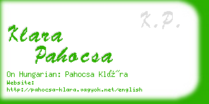 klara pahocsa business card